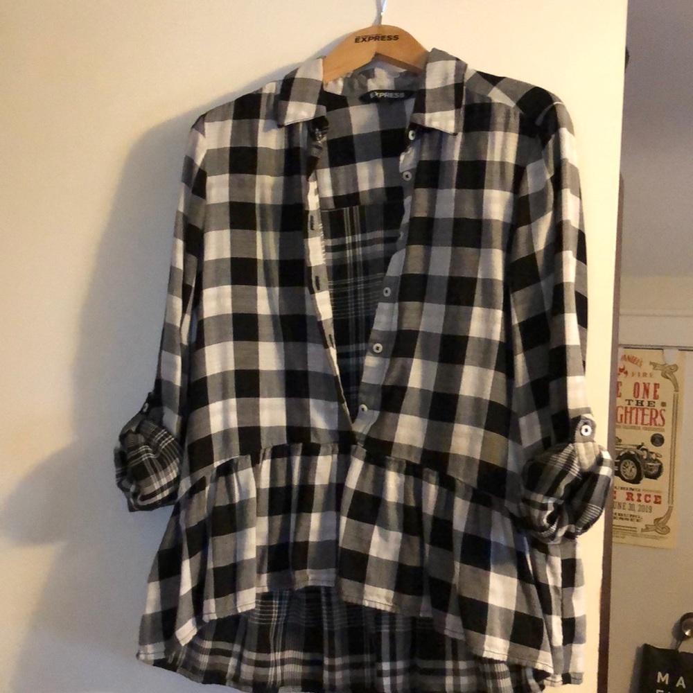Plaid peplum style shirt